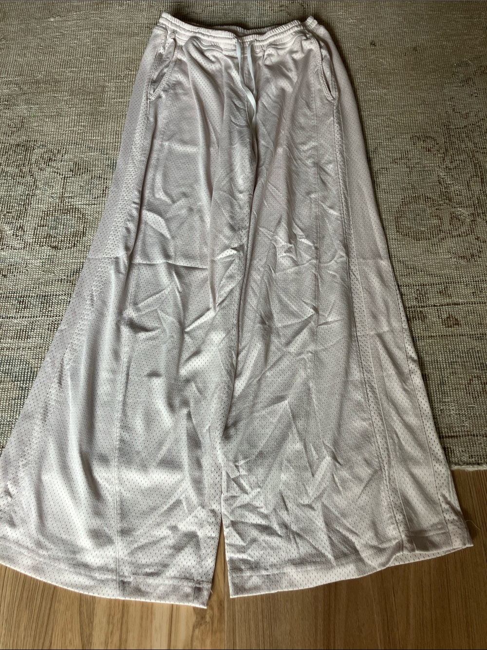 FP Movement by Free People White Mesh Maxi Skirt with Drawstring Waist